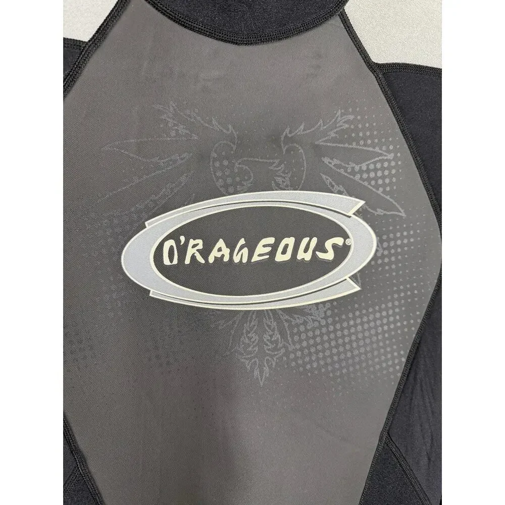 O'Rageous Men's Medium Full Wetsuit Black Gray Long Sleeve Back Zip Surf Dive